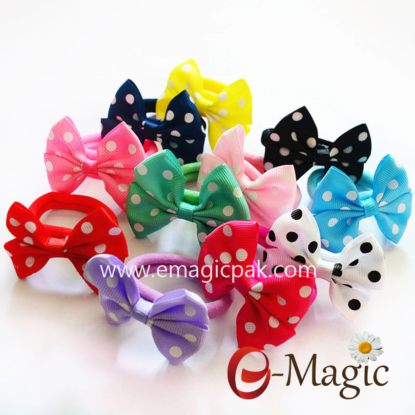 HB-023  2018 kids dots design hair bow 