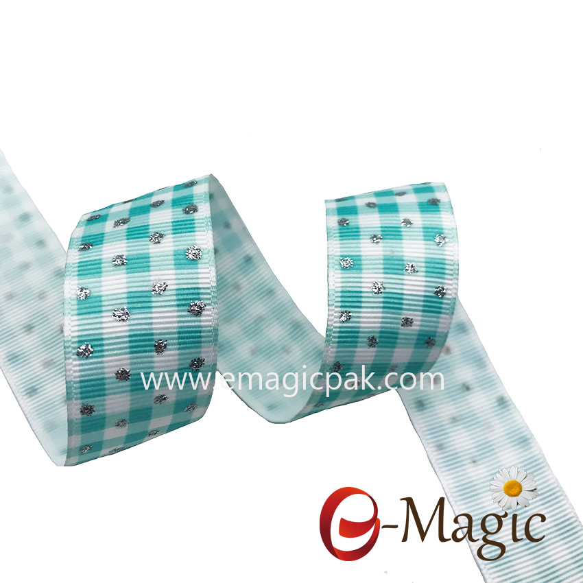 PR-025 Wholesale 100% polyester custom heat transfer &glitter printed grosgrain ribbon