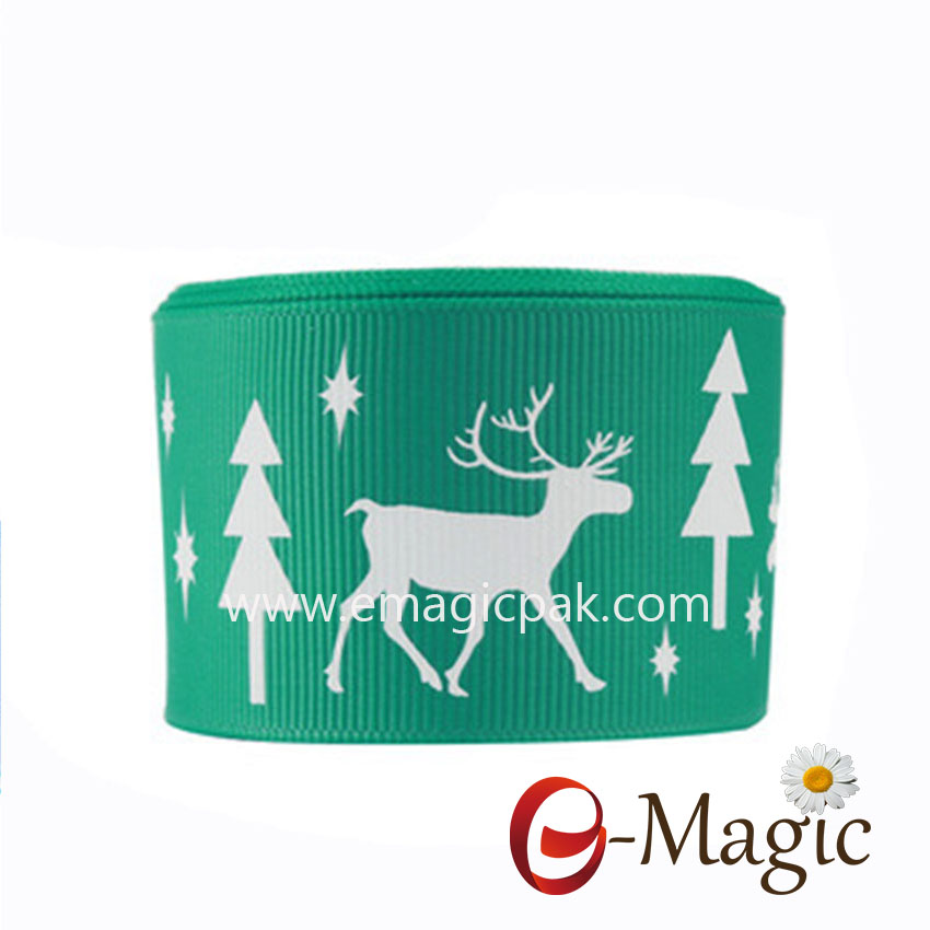 Christmas-023   1.5 inch-38mm-silk-screen-printing-grosgrain