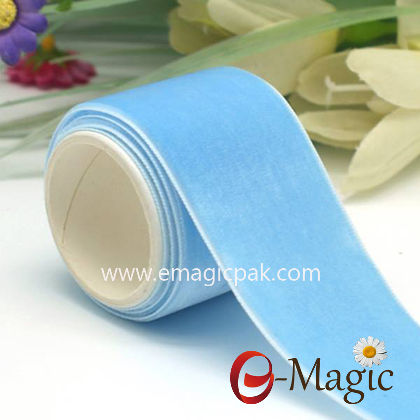 VR10000-038   Nylon blue single face velvet ribbon