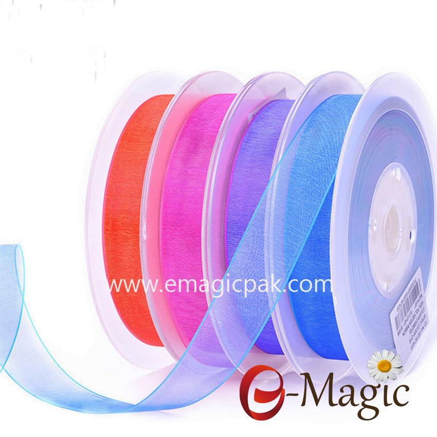 OR1-016 factory polyester solid color custom printed organza sheer ribbon