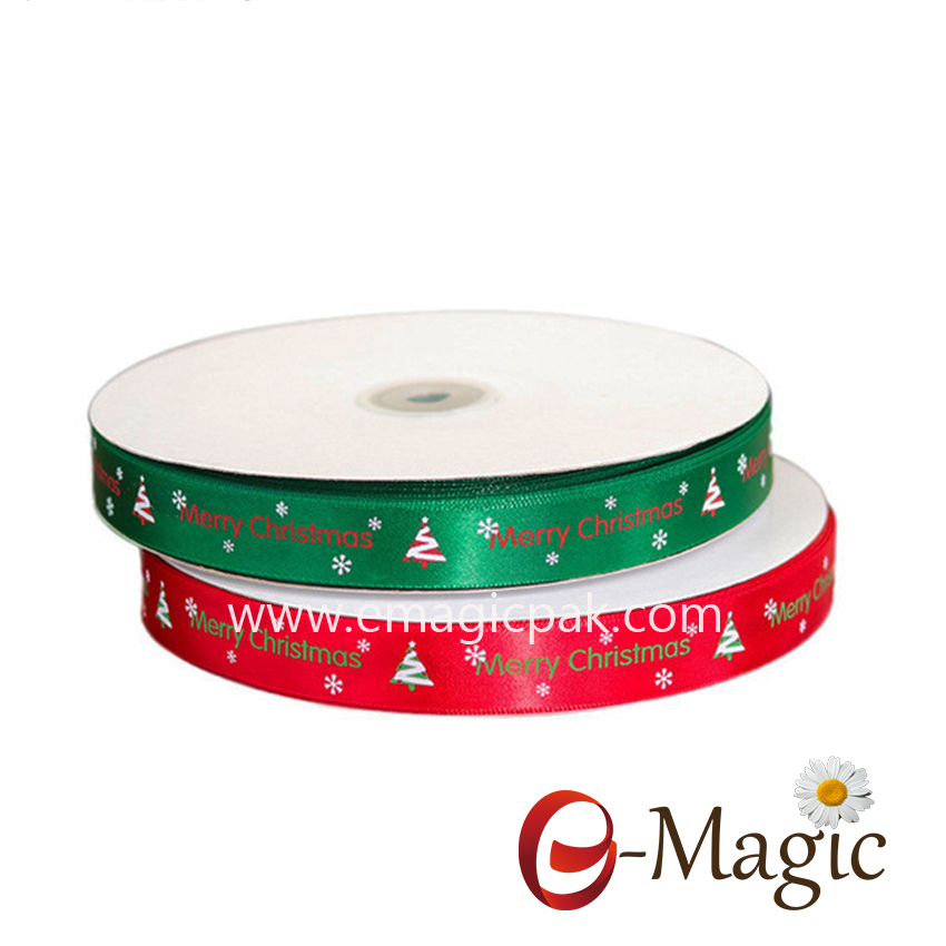 Christmas-019 Wholesale red green christmas ribbon for decoration