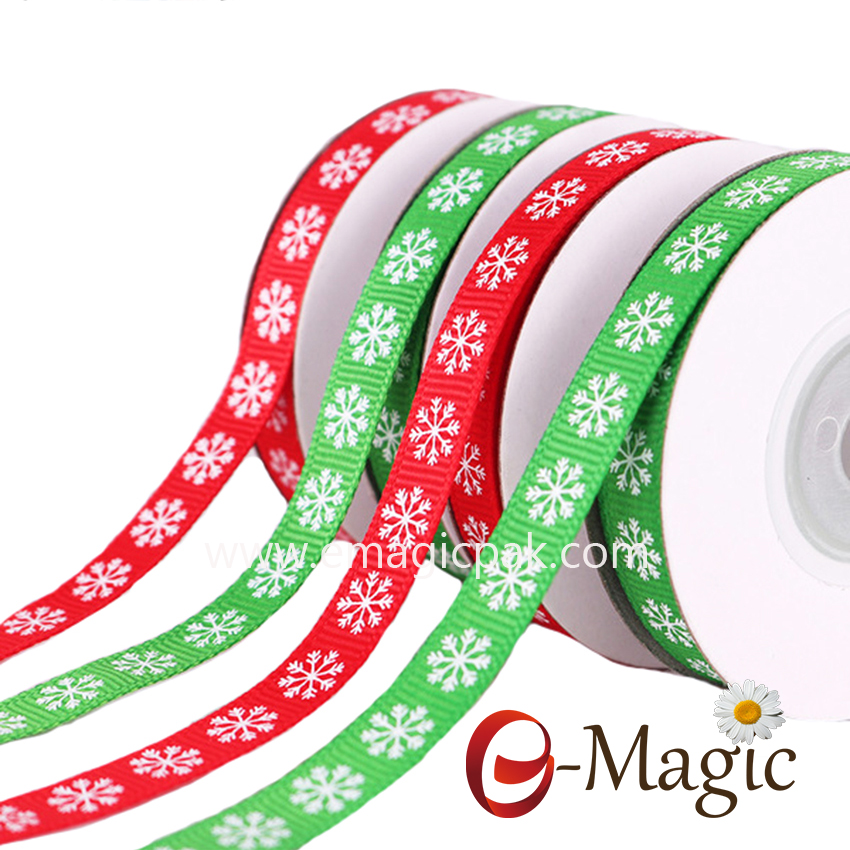 Christmas-018  Wholesale Custom Print Christmas Holiday Festival Logo Grosgrain Ribbon for Package