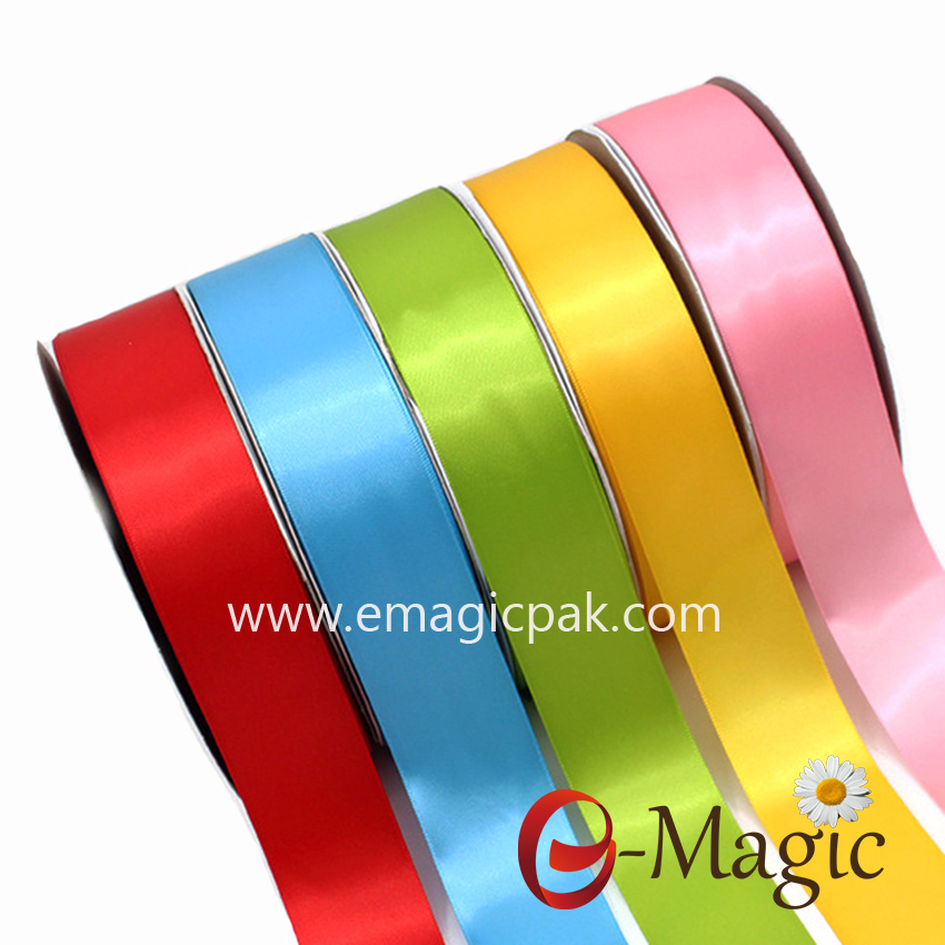 SR1-016 Ribbon factory wholesale custom solid color polyester single faced satin ribbon