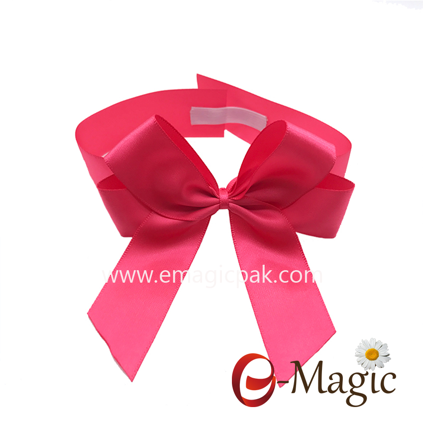 PB-080  1 inch wholesale christmas ribbon pre made elastic ribbon bow 