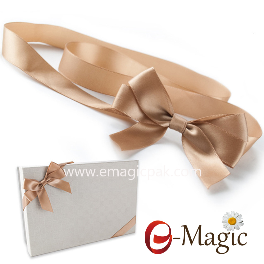 Packing design-06    16MM width double face satin bow with 4 loop packing bow for chocolate box packing 
