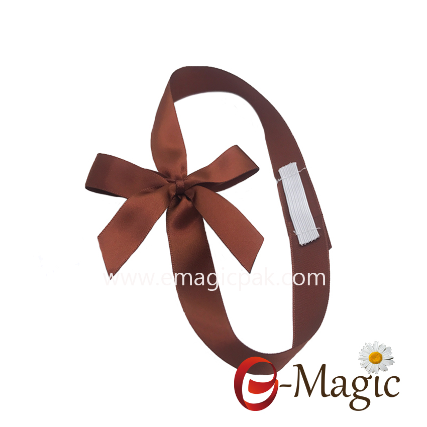 PB-021  High Quality Gift packing elastic pre made satin ribbon bow