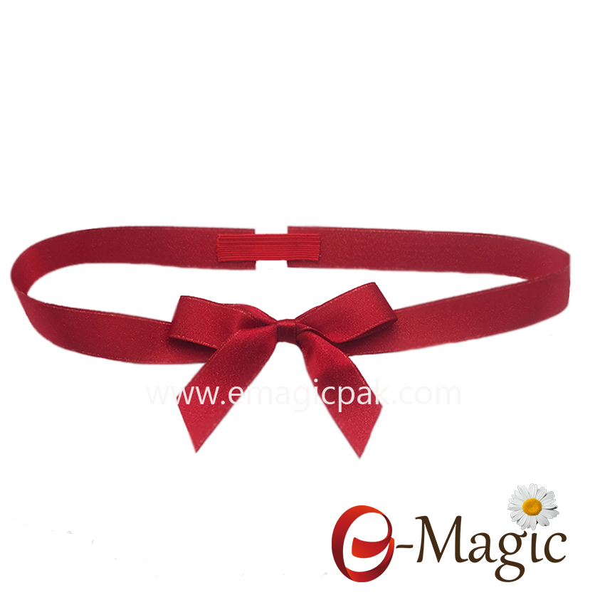 PB-023  polyester 5/8 inch red satin ribbon with gold lurex packing bow for christmas gift decoration