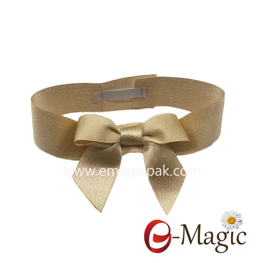 PB-048  1 inch satin ribbon with gold weft packing bow for christmas gift packing