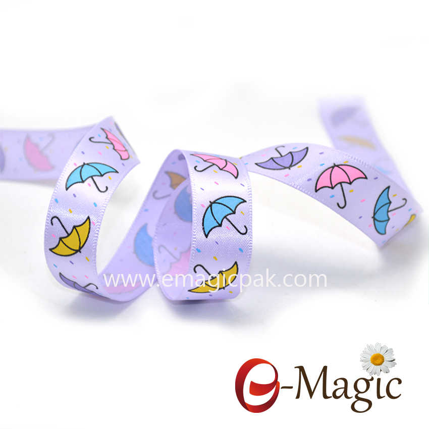 Baby-05  15MM satin ribbon with umbrella design for children