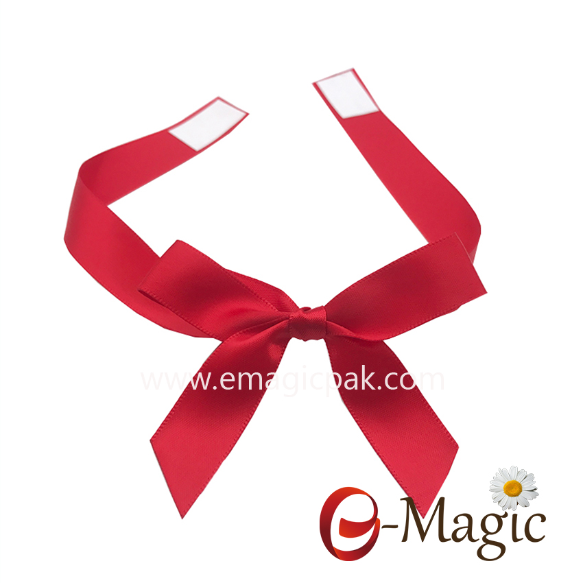 PB-085   5/8 inch polyester wholesale satin ribbon pre-tied satin ribbon bow with elastic loop