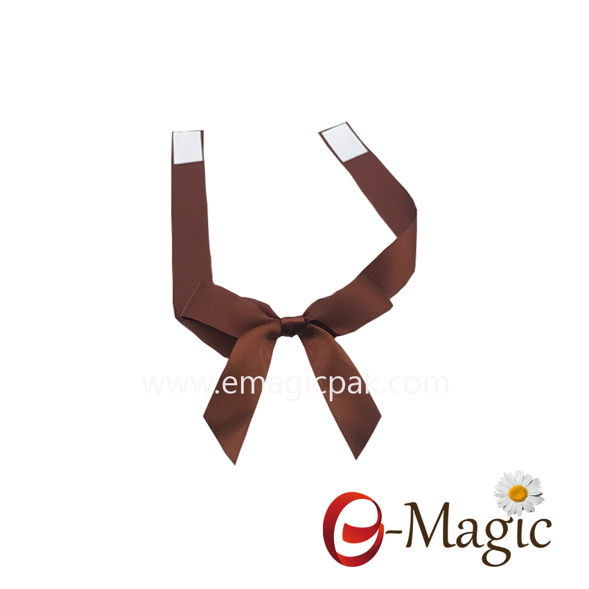 PB-086 Hight quality 16MM width satin ribbon packing bow pre tied ribbon bow with self adhesive