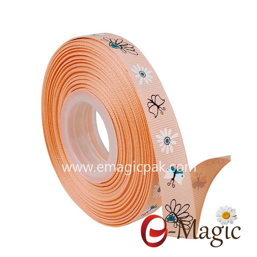 Flower-013  5/8 inch High Quality grosgrain ribbon with  flower design custom printed ribbon