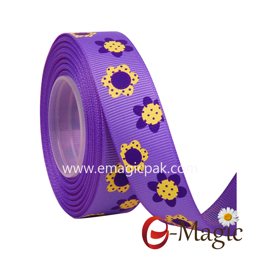 Flower-08  5/8 inch width wholesale printed ribbon flower printed ribbon