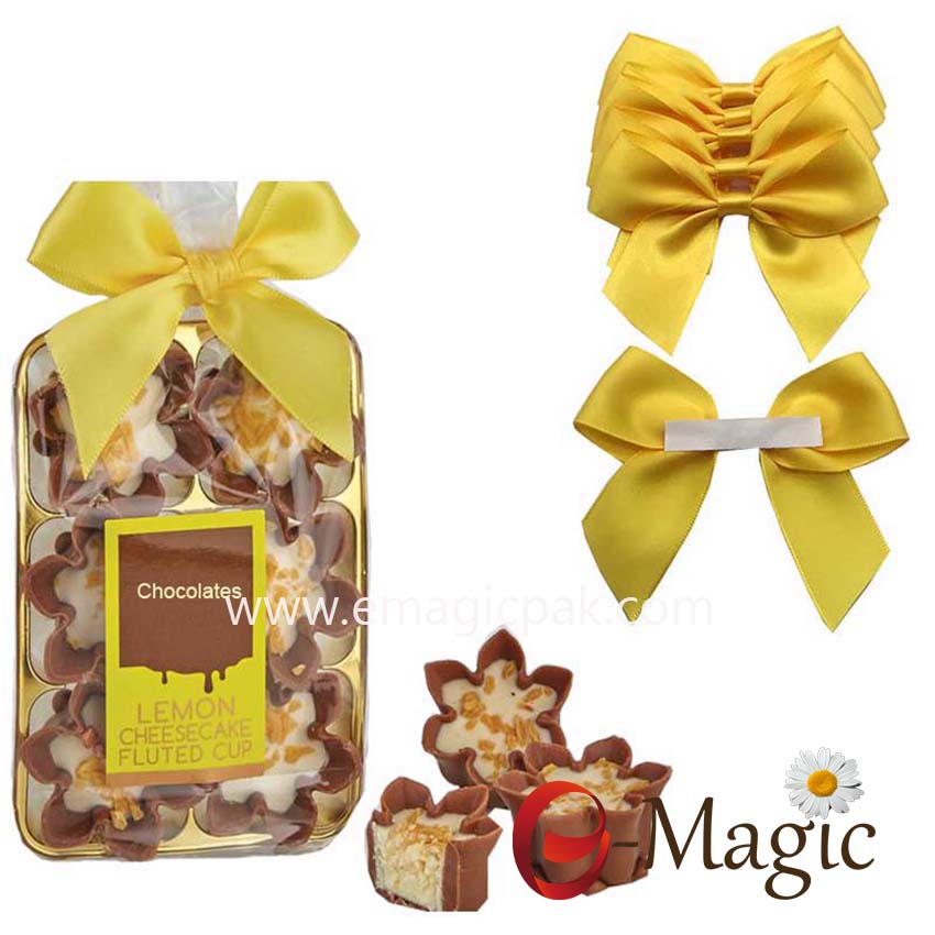 Packing Design-011  Wholesale Pre-tied Ribbon Bow for Chocolate Packing 