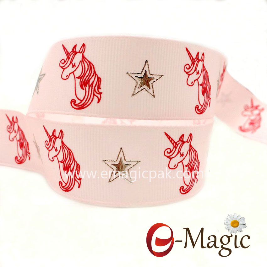 Christmas-039  1 inch polyester Grosgrain Ribbon Printed Mixed Colour Ribbon 