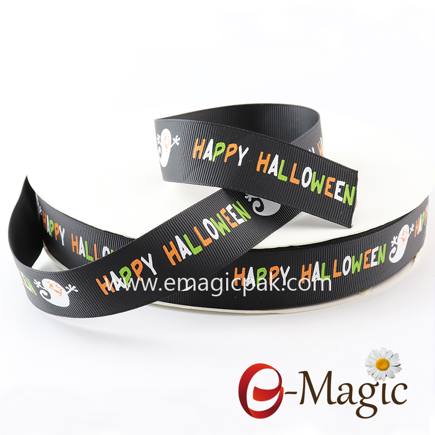 Halloween-12    High Quality Happly Halloween Grosgrain Printed Ribbon