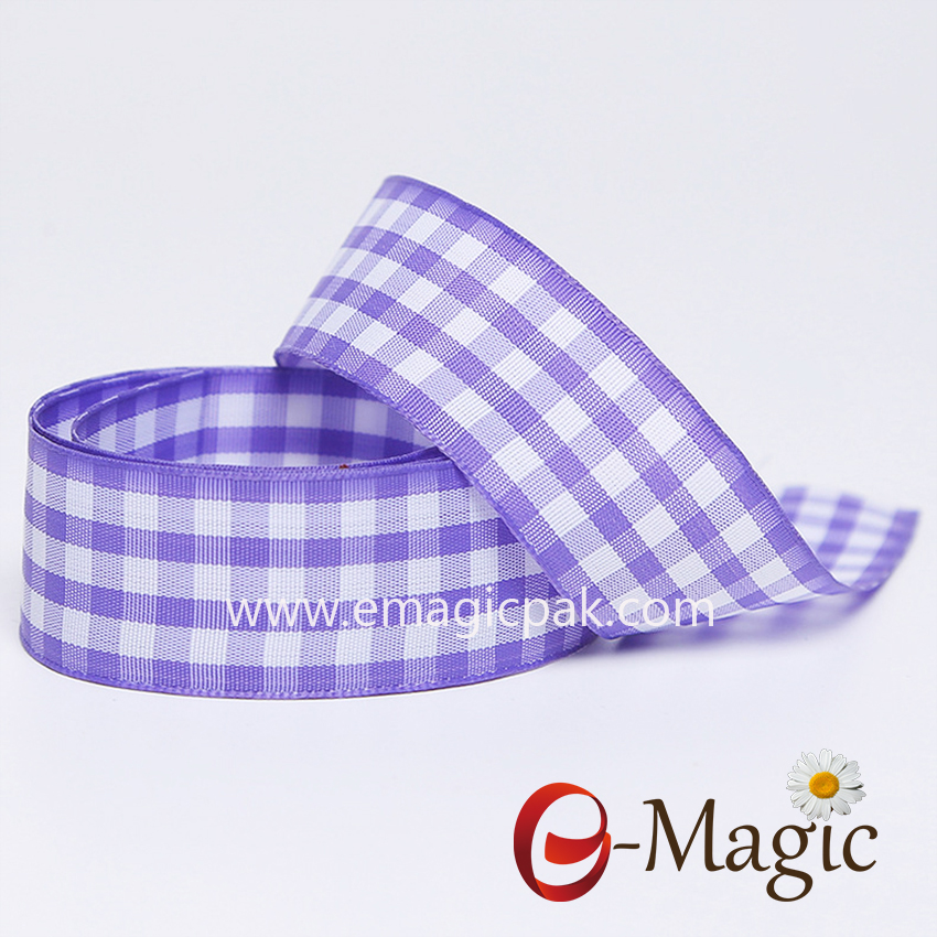 PR-025  Traditional polyester plaid woven ribbon for everyday 