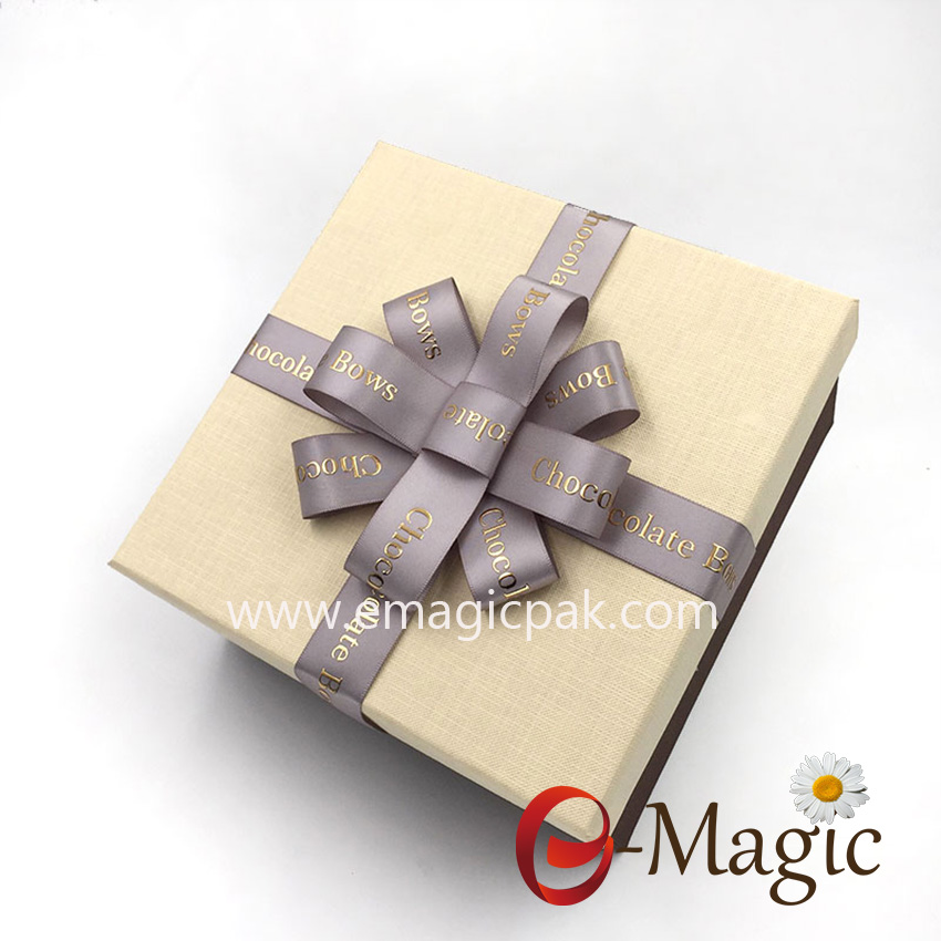 Packing Design-015  Solid color pre-made silver satin ribon bow for gift box packing