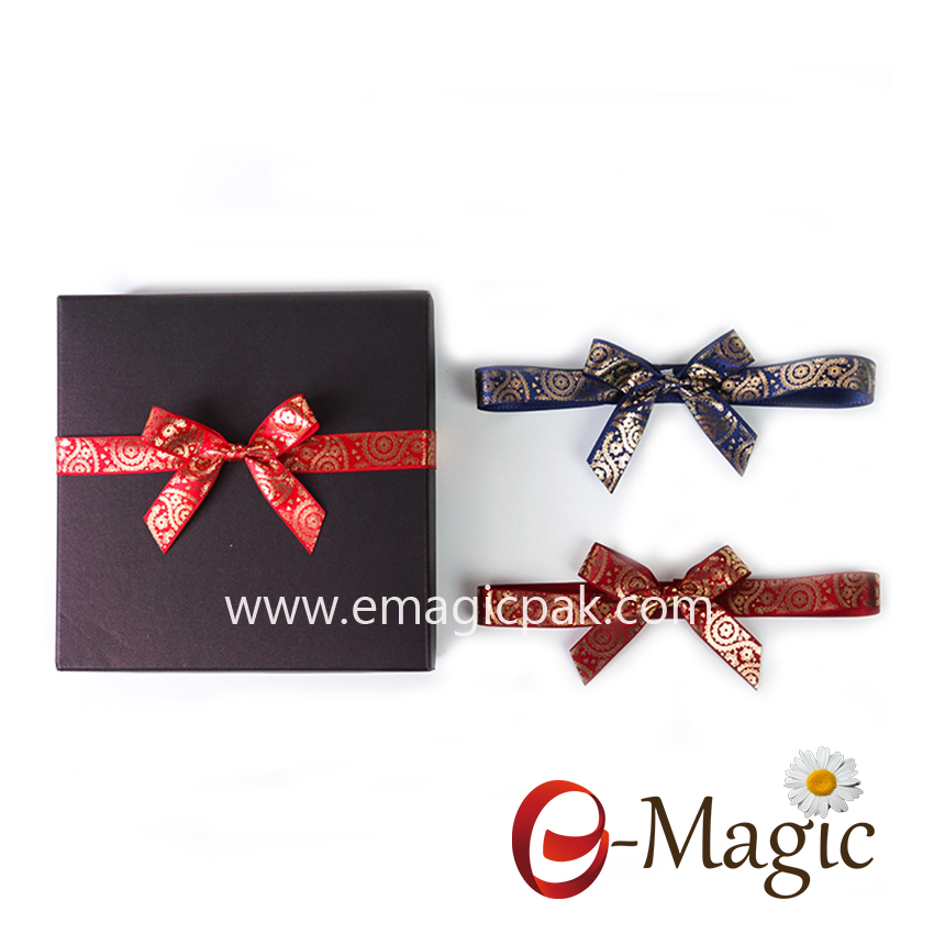 Packing Design-014    custom logo brown satin ribbon chocolate box decorative ribbon bow