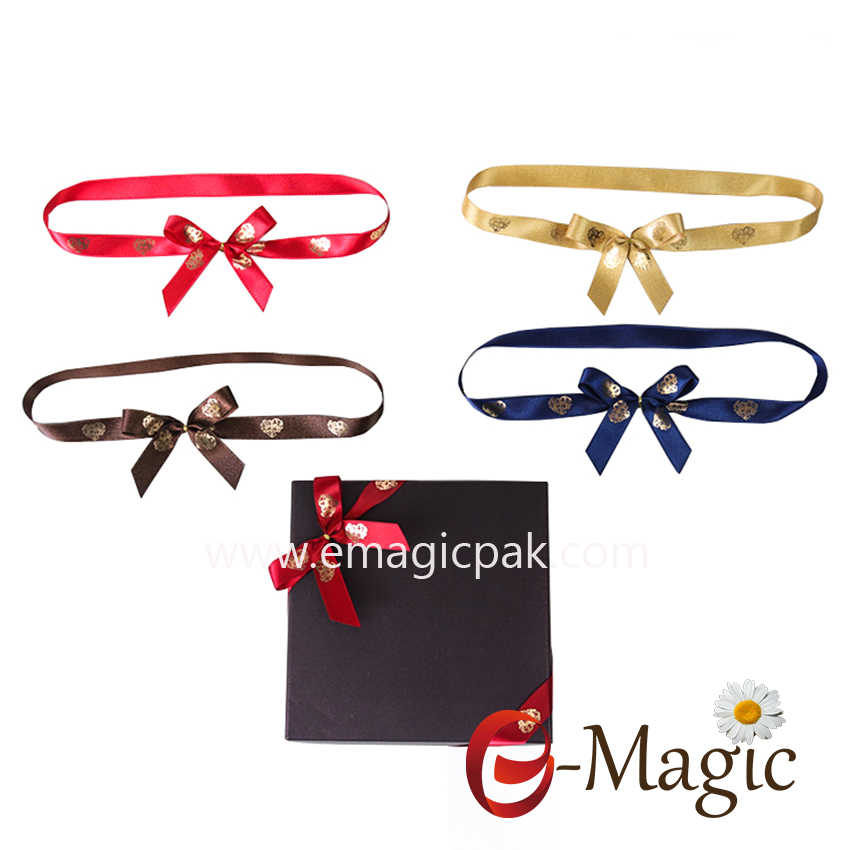Packing Design-013    Brand logo printed ribbon bow for Chocolate Box Packaging