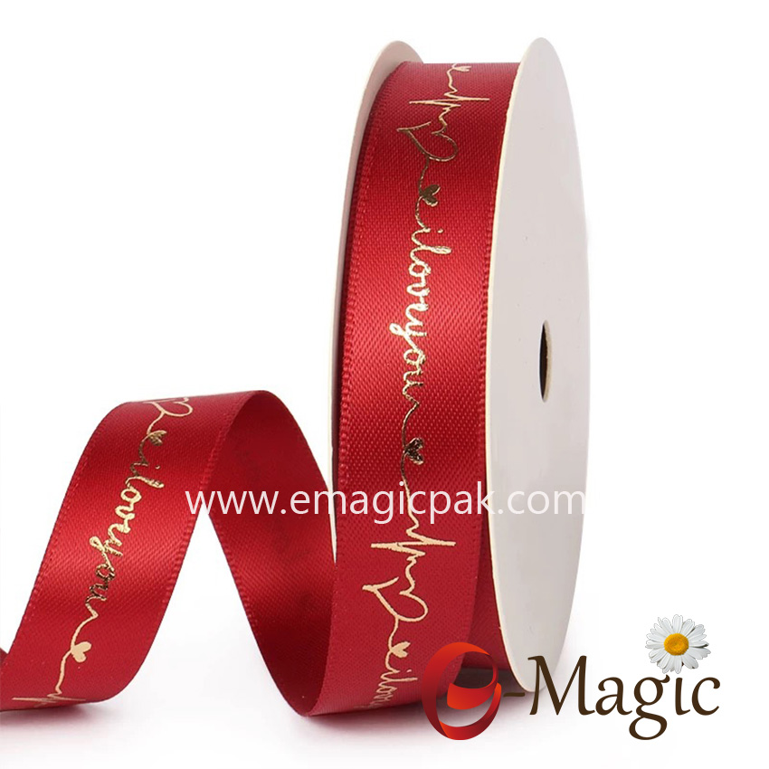 Valentines-23  Support Custom Valentine Wedding Print Polyester Satin Ribbon