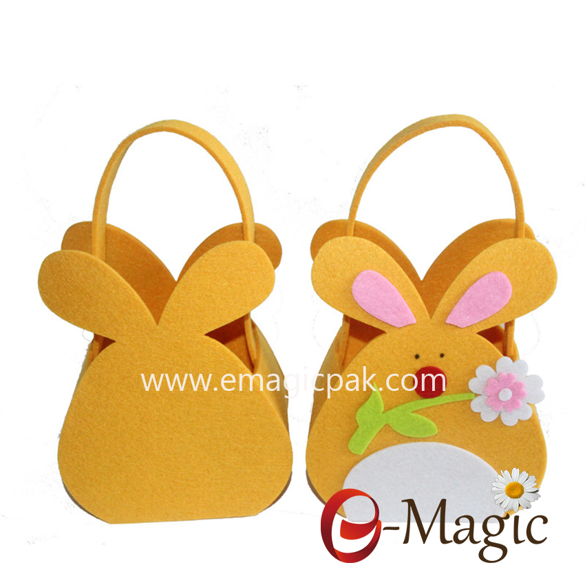 FC-02  Bunny Designs felt easter candy gift bag Felt easter egg basket with handle 