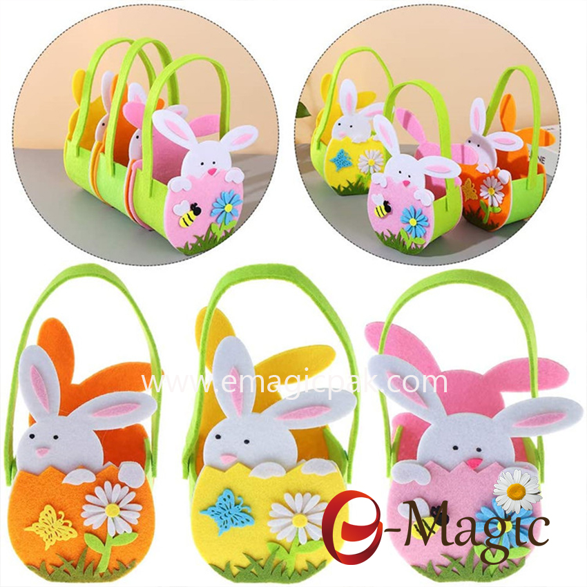 FC-01  Easter Party Decoration Bunny Cookie Bag New Gift storage Bags felt easter Rabbit Candy Bag basket 