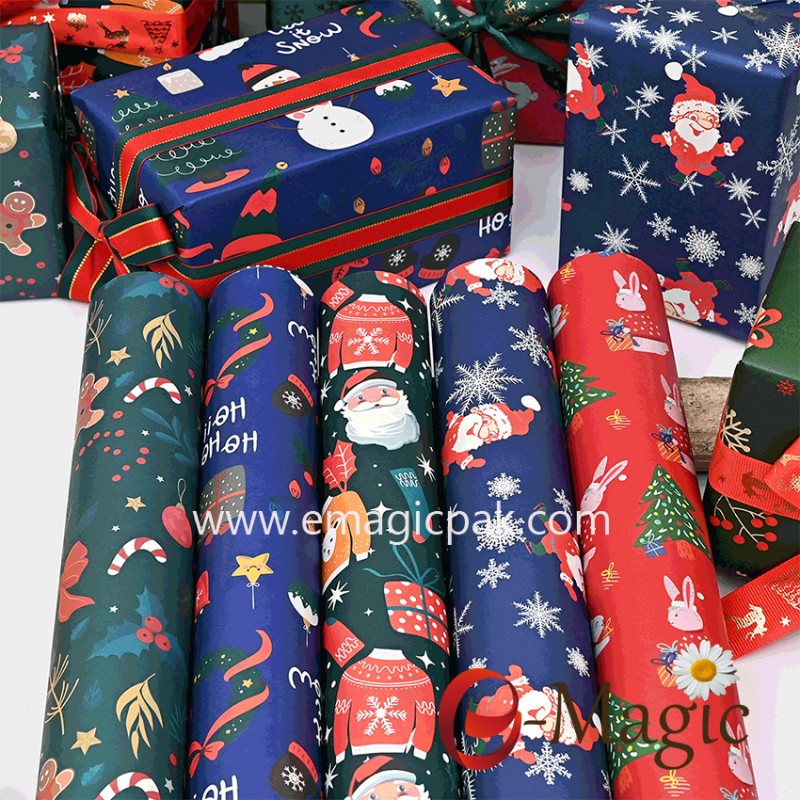 Wholesale Custom Printing Design Christmas Festivals Gift Wrapping Paper Rolls