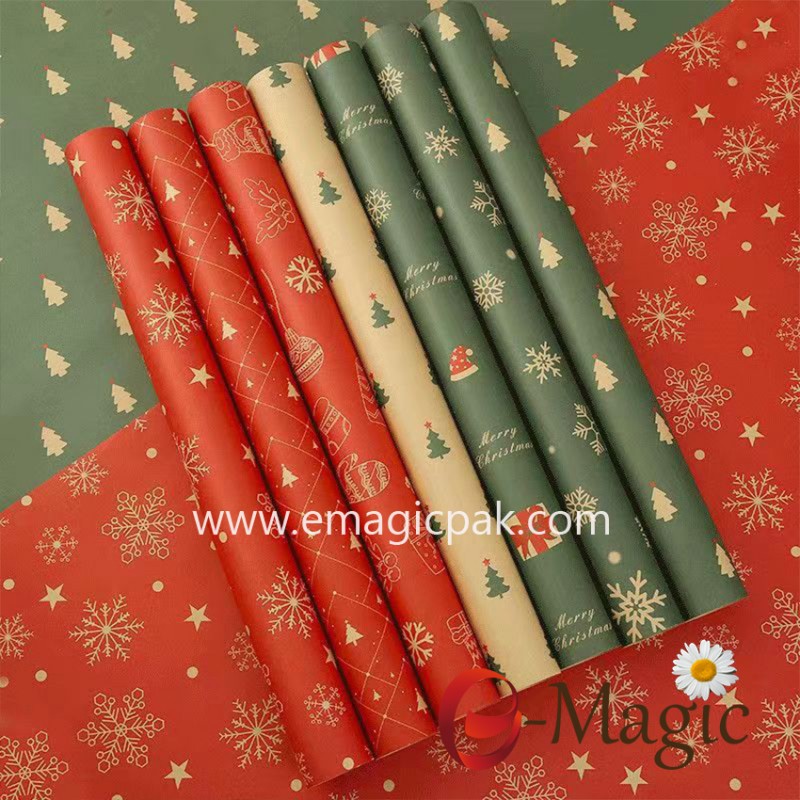 Custom Print Gift Wrapping Paper Sheet Wrapping Paper for Christmas Gift Foil Paper Wrap
