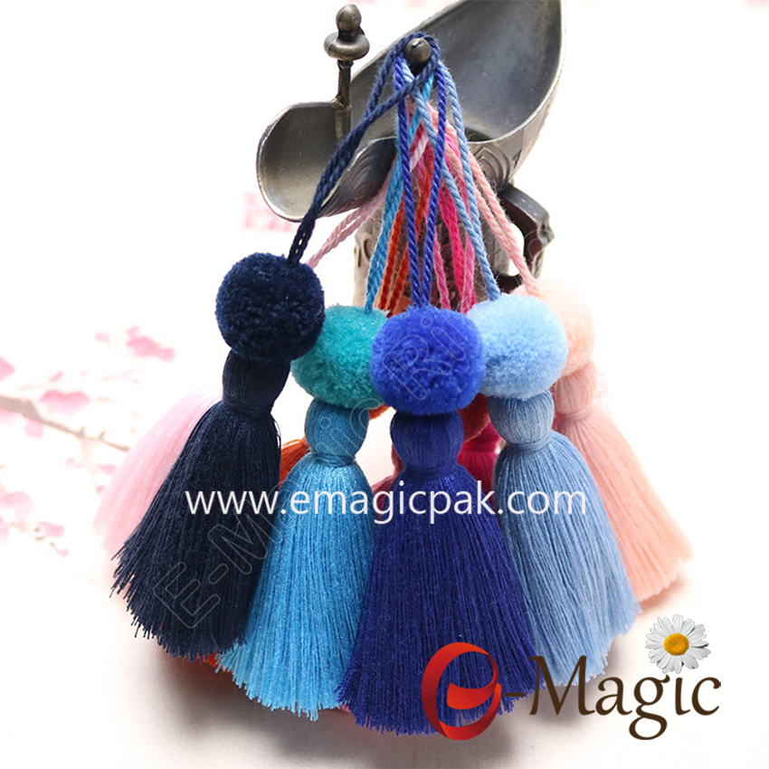 Tassel-A20002 E-Magic Hot Sales Wholesale Pom-Pom Colorful Pom-Pom Tassel Decoration Colorful 196 Color Options for Fest