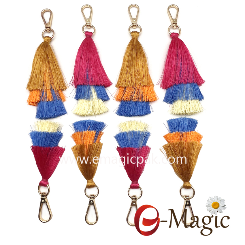 Tassel-221011 Chinese Three layers of three-color tassels with hook decorations