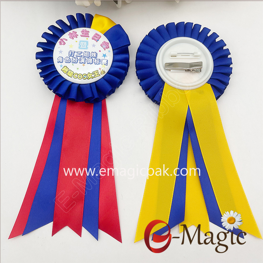 640-E-magic Factory Direct Hot Sales 9*16CM Custom Printable Satin Ribbon with a Clip Horse Medal for Celebrations