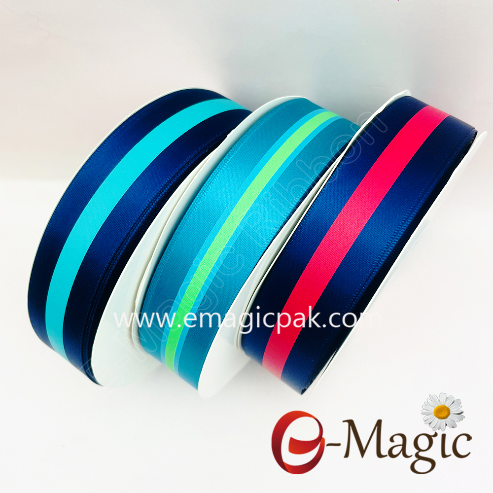 PR-728   25MM 1 color Sreen ink printed satin ribbon